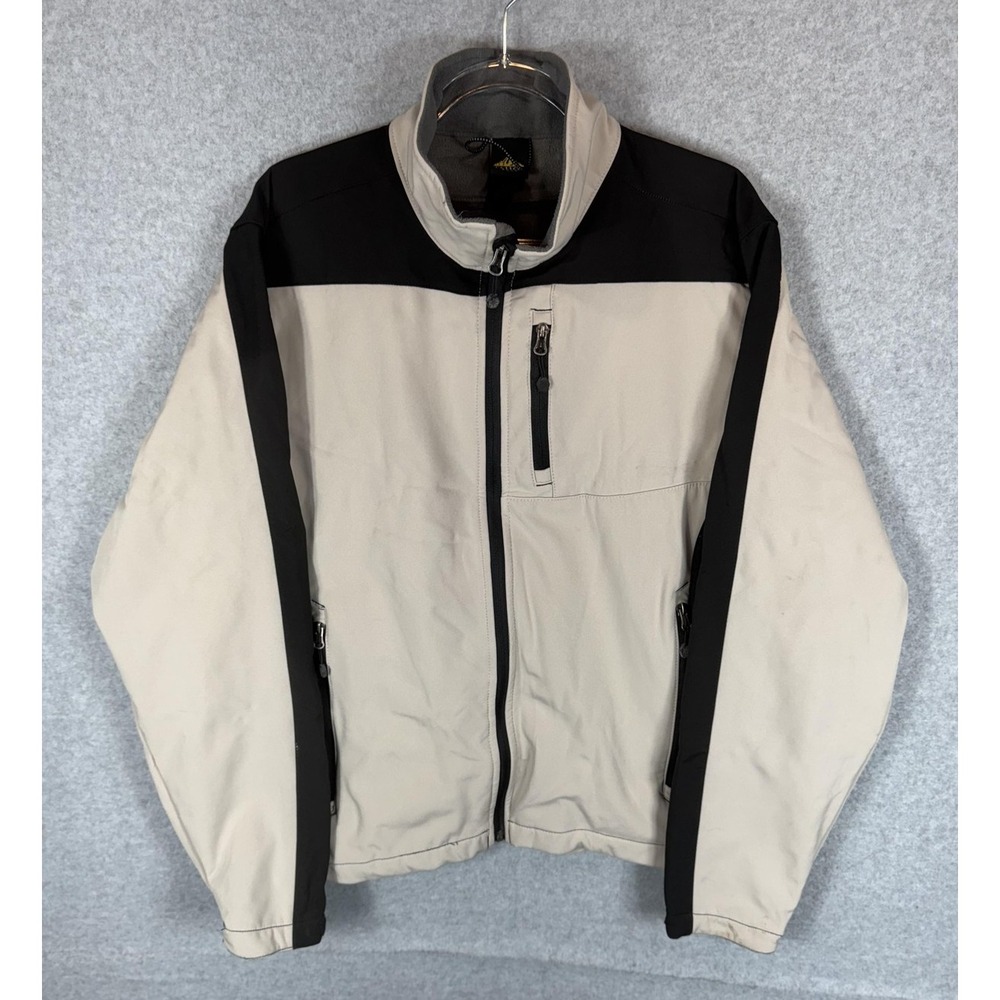 Tahoe Pass Jacket Mens Large Beige Black Full Zip Fleece Lined Softshell Outdoor
